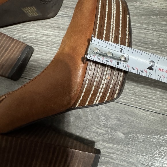 Lucky Brand Women's Brown Leather Heels Sz 8.5M Chunky Y2K Slingback Platform - Picture 10 of 13